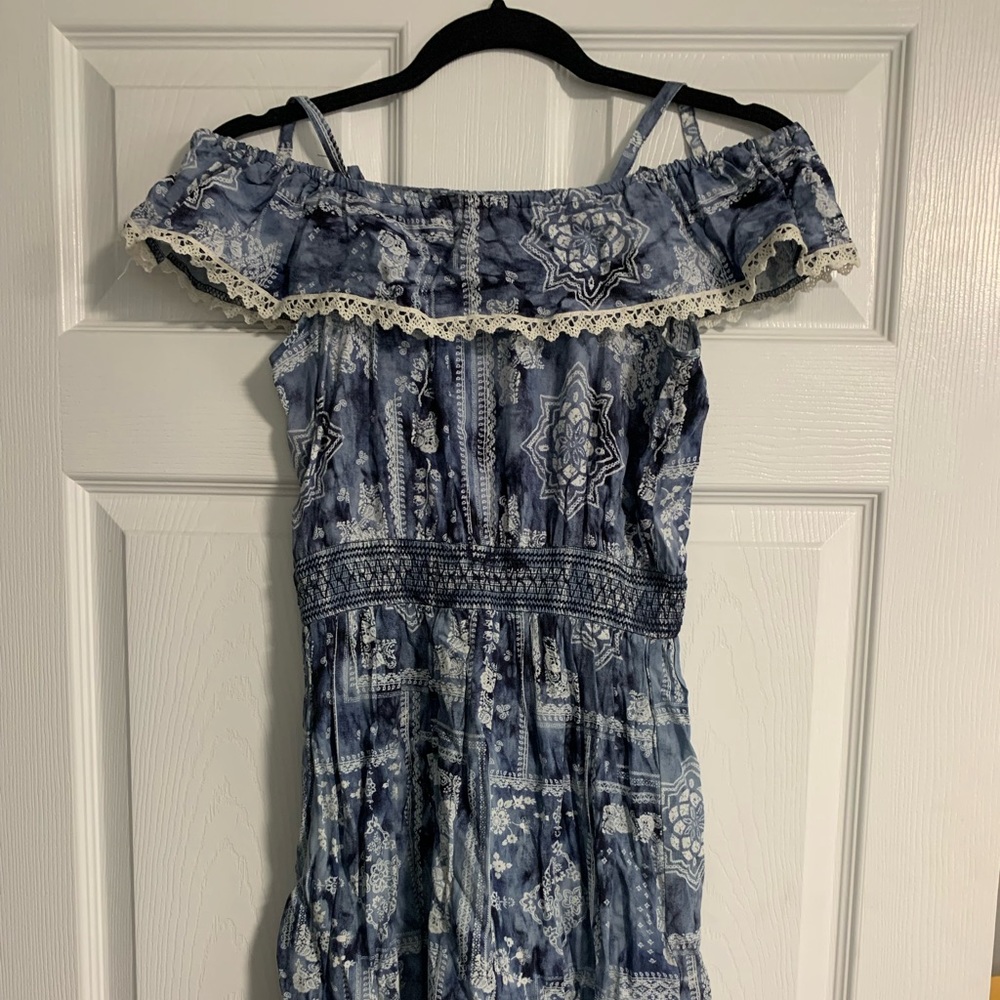 Blue and white girls’ dress